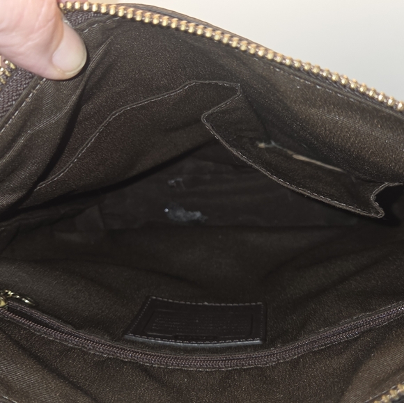 VTG COACH Patchwork Top Zipper Crossbody Tote Shoulder Bag Brown Lining - Picture 5 of 10